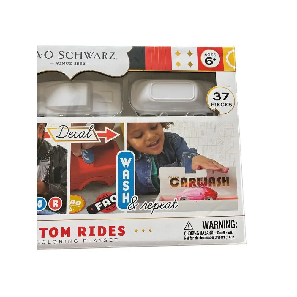 FAO Schwarz Custom Rides Car Coloring Playset 37 Piece Build & Color Kit NIB